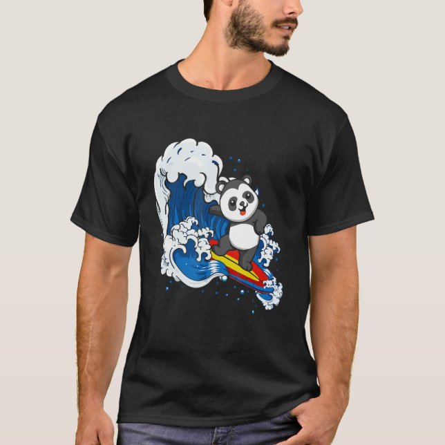 Zookeeping Surfing Wildlife Animal Panda Bear Surf T-Shirt (Front)