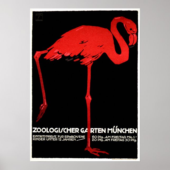 ZOOLOGISCHER GARTEN MUNCHEN German Travel Vintage Poster (Front)