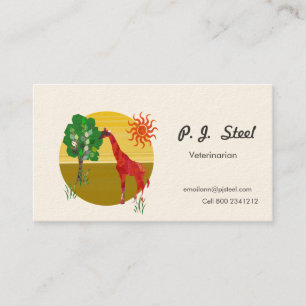 Zoology Giraffe Under Sun Illustration Business Card