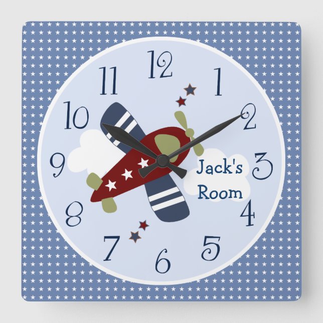 Zoom Along Aeroplane Nursery/Children's Clock (Front)