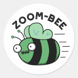 Zoom-bee Funny Halloween Zombie Bee Pun Classic Round Sticker