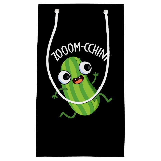 Zoom-cchini Funny Zucchini Pun Dark BG Small Gift Bag (Front)
