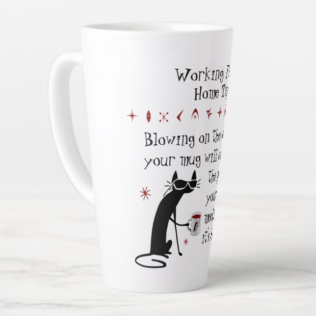 Zoom Meeting Wine Tip Funny Quote with Cat Latte Mug (Left Angle)