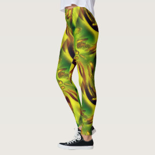 Zoom very scratched greenish yellow torn clippings leggings