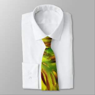 Zoom very scratched greenish yellow torn clippings tie