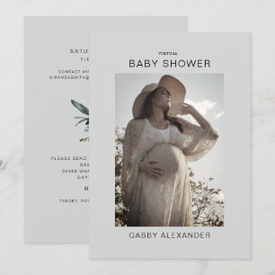 Zoom Virtual Baby Shower Photo Neutral Invitation