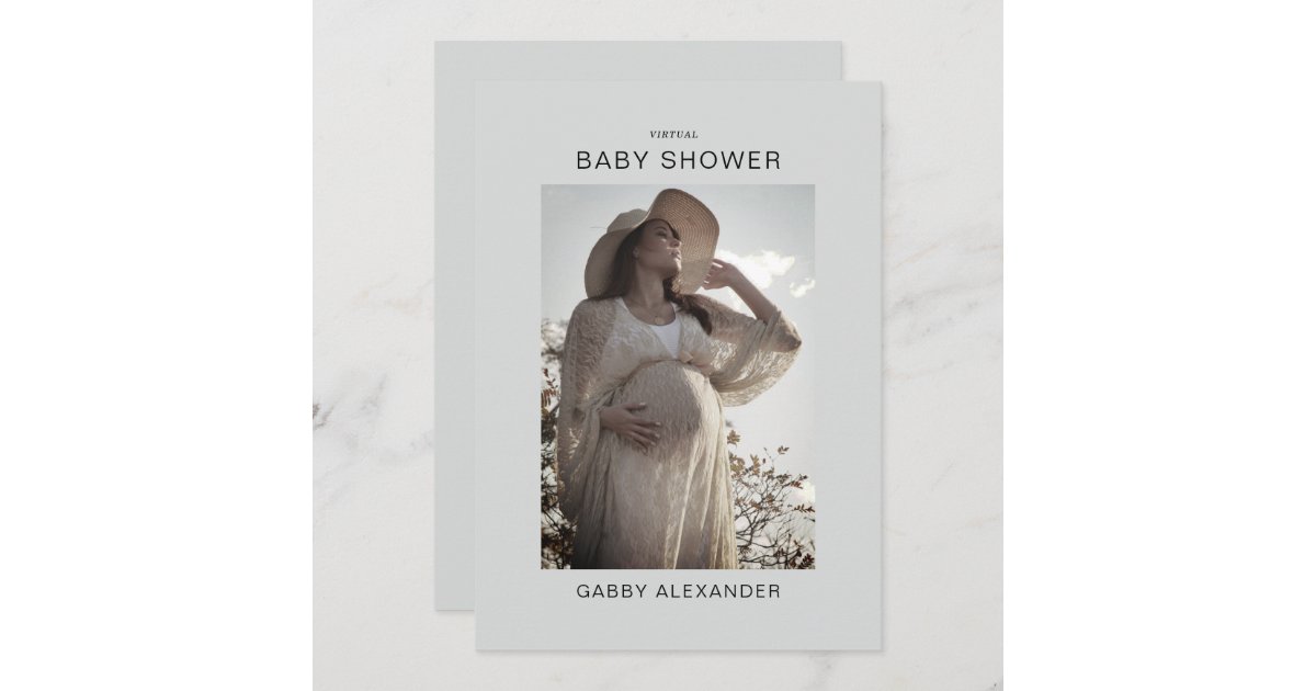 Zoom Virtual Baby Shower Photo Neutral Invitation Zazzle