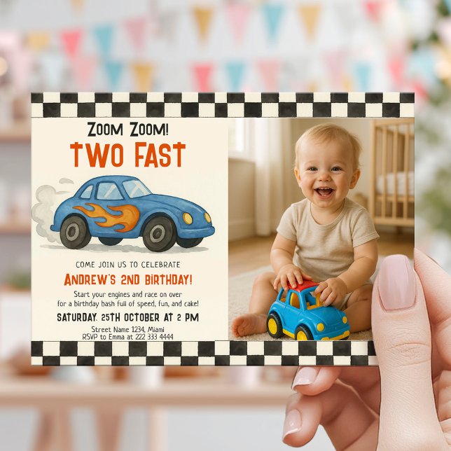 Zoom Zoom Two Fast Birthday Invitation (Creator Uploaded)