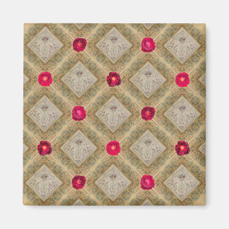 Zoomed Fruit, Vine, & Rose Pattern Magnet