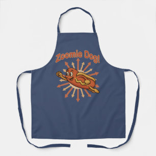 Zoomie Dog Flying Hot Dog Cartoon – Fun Retro Apron