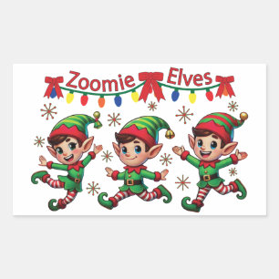 Zoomie Elves Christmas Rectangular Sticker