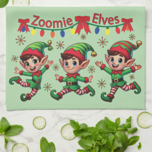 Zoomie Elves Christmas Tea Towel