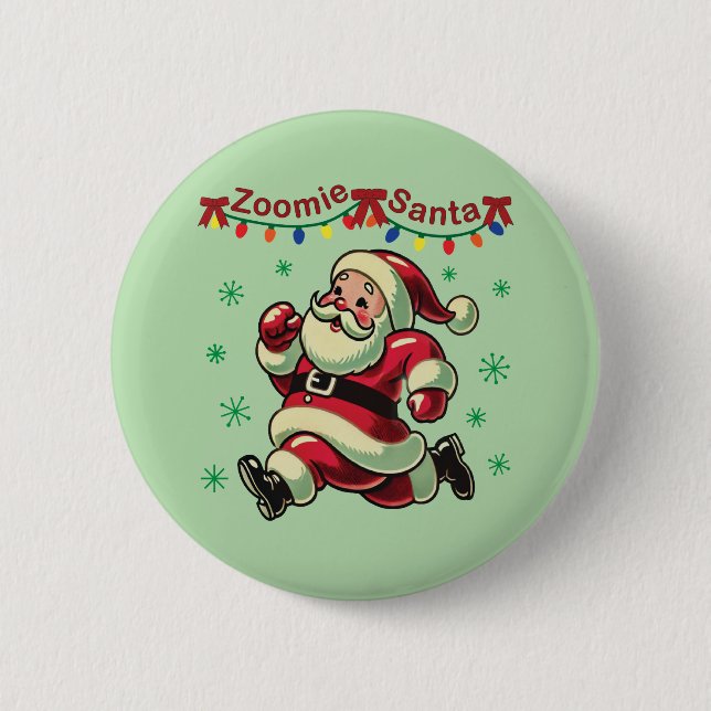 Zoomie Santa Christmas 6 Cm Round Badge (Front)