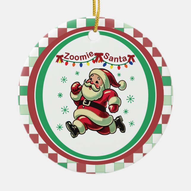Zoomie Santa Christmas Ceramic Tree Decoration (Front)