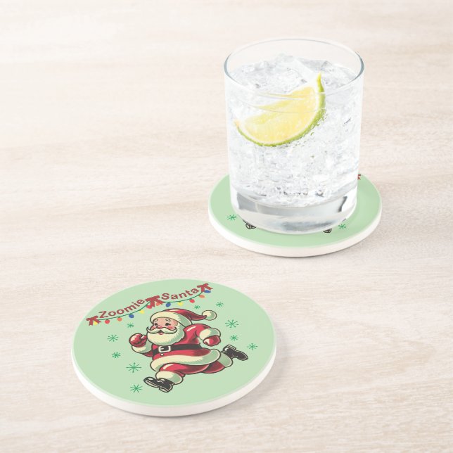 Zoomie Santa Christmas Coaster (Side)