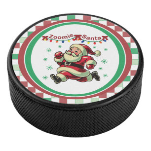 Zoomie Santa Christmas Hockey Puck
