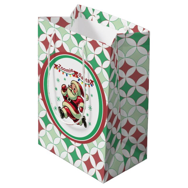 Zoomie Santa Christmas Medium Gift Bag (Back Angled)