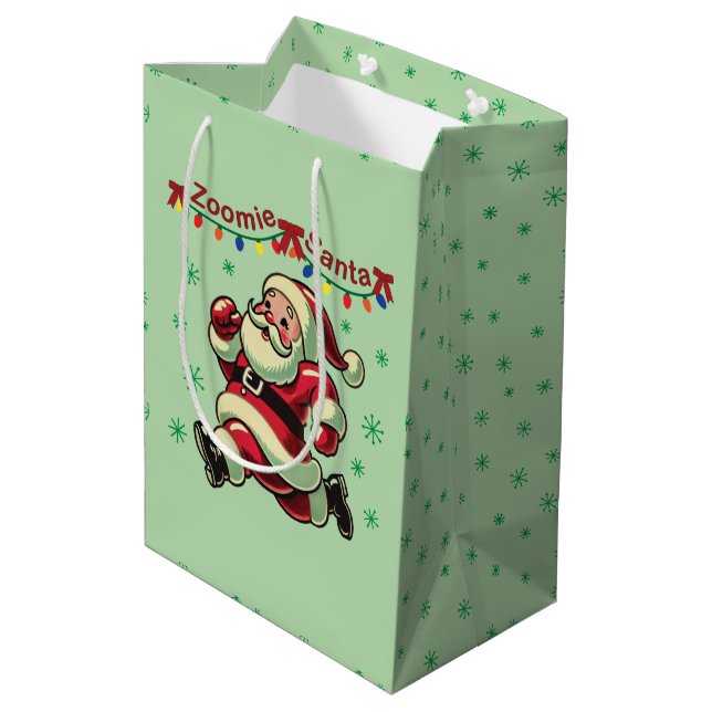 Zoomie Santa Christmas Medium Gift Bag (Back Angled)