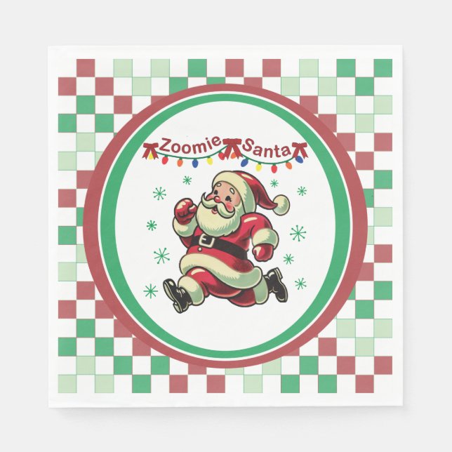 Zoomie Santa Christmas Napkin (Front)