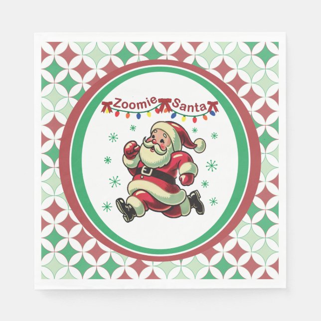 Zoomie Santa Christmas Napkin (Front)