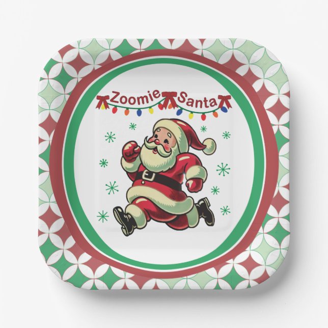 Zoomie Santa Christmas Paper Plate (Front)