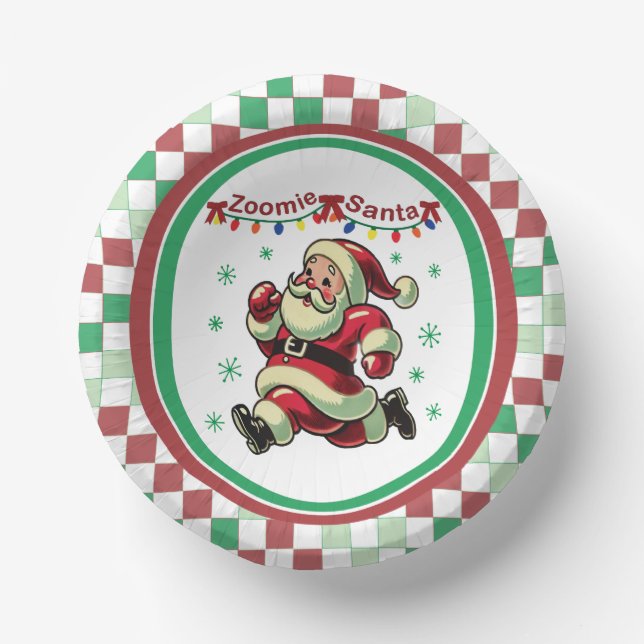 Zoomie Santa Christmas Paper Plate (Front)