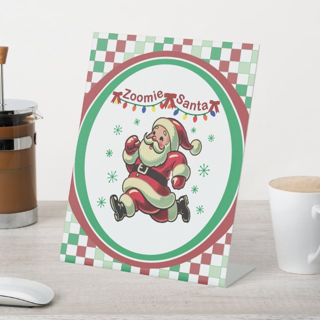 Zoomie Santa Christmas Pedestal Sign (In SItu)