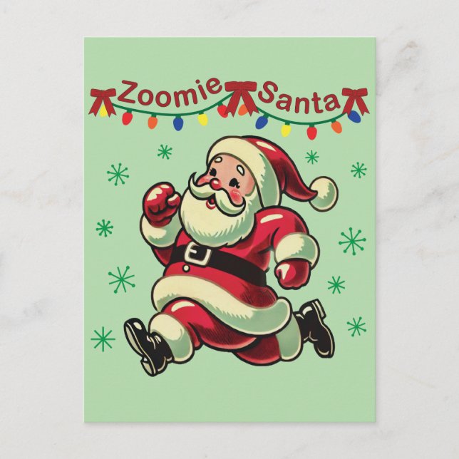 Zoomie Santa Christmas Postcard (Front)