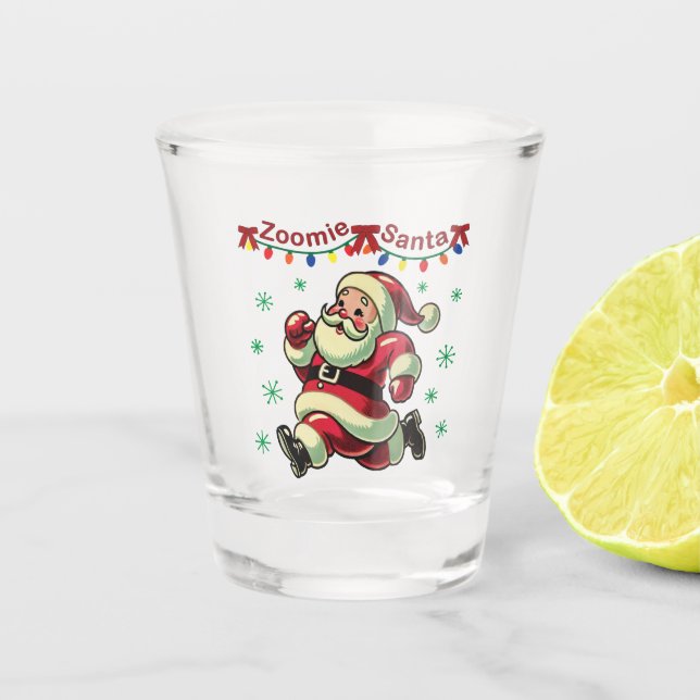 Zoomie Santa Christmas Shot Glass (Front)