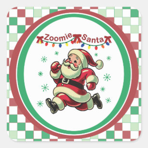 Zoomie Santa Christmas Square Sticker