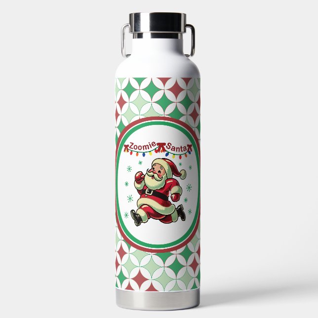 Zoomie Santa Christmas Water Bottle (Front)