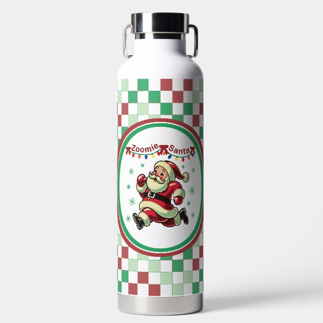 Zoomie Santa Christmas Water Bottle (Front)