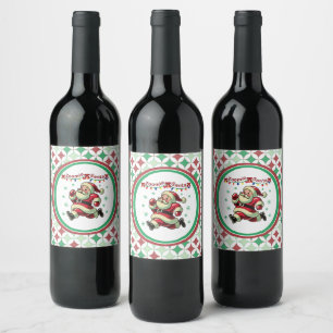 Zoomie Santa Christmas Wine Label