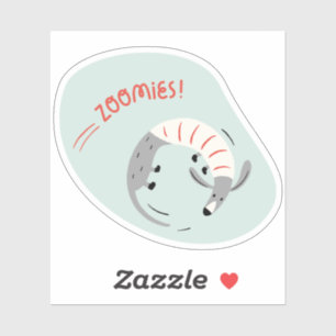zoomies cute illustrated grey dog mint sticker