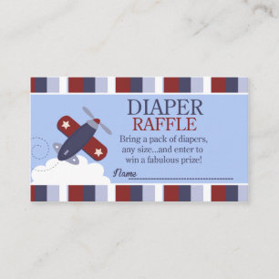 Zooming Along Aeroplane Baby Shower Diaper Raffle Enclosure Card