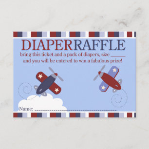 Zooming Along Aeroplane Shower Diaper Raffle Card