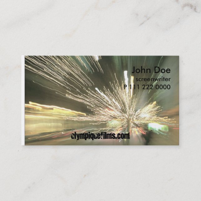 zooming_christmas_lights, John Doe, screenwrite... Business Card (Front)