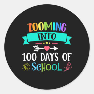 Zooming Into 100 Days Of School Teacher Kids Gift Classic Round Sticker