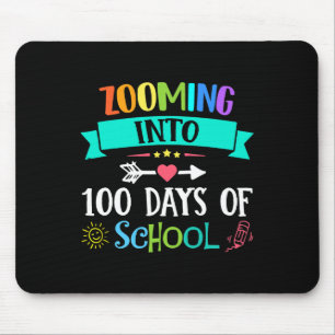 Zooming Into 100 Days Of School Teacher Kids Gift Mouse Mat