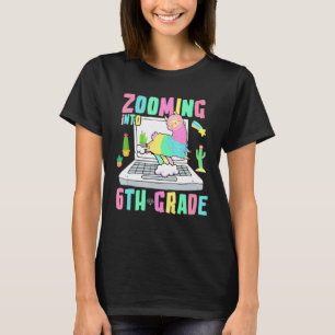 Zooming Into 6th Grade Llama Virtual Back To Schoo T-Shirt
