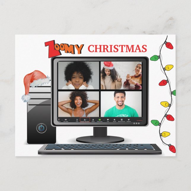Zoomy Christmas Call Video Satire Conference Postcard (Front)