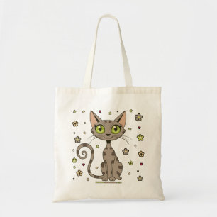 Zoomy Zara Floral Tabby Cat Tote Bag