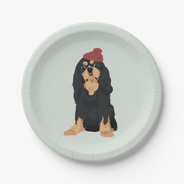 Zora The Black & Tan Cavalier King Charles Spaniel Paper Plate (Front)