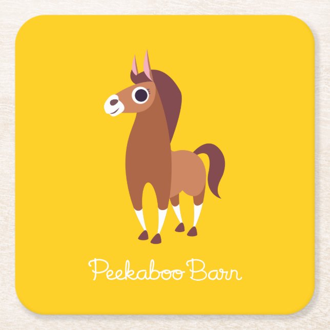 Zora the Horse Square Paper Coaster (Front)
