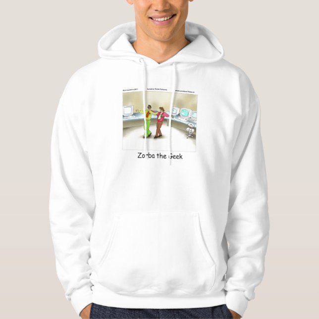 Zorba The Geek Funny Cartoon Hoodie by Rick London (Front)