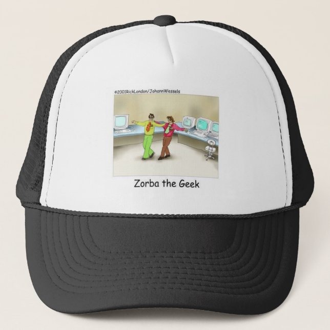 Zorba The Geek Funny Gifts & Collectibles Trucker Hat (Front)
