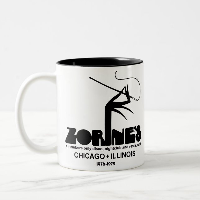 Zorine’s Restaurant Disco Nightclub, Chicago, IL Two-Tone Coffee Mug (Left)