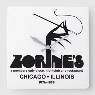 Zorine's Restaurant Disco Nightclub, Chicago, IL  Square Wall Clock