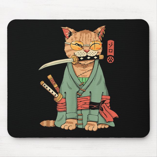 Zoro Cat Warrior  Mouse Mat (Front)