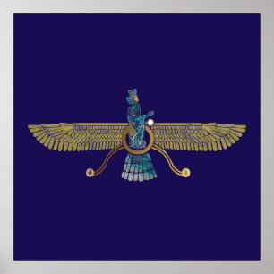 Zoroaster Ahura Mazda Zoroastrian Religion Symbol Poster